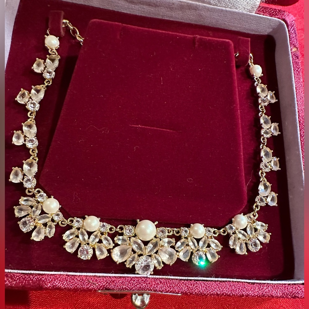 Kate Spade Gold and Pearl Crystal Floral Necklace